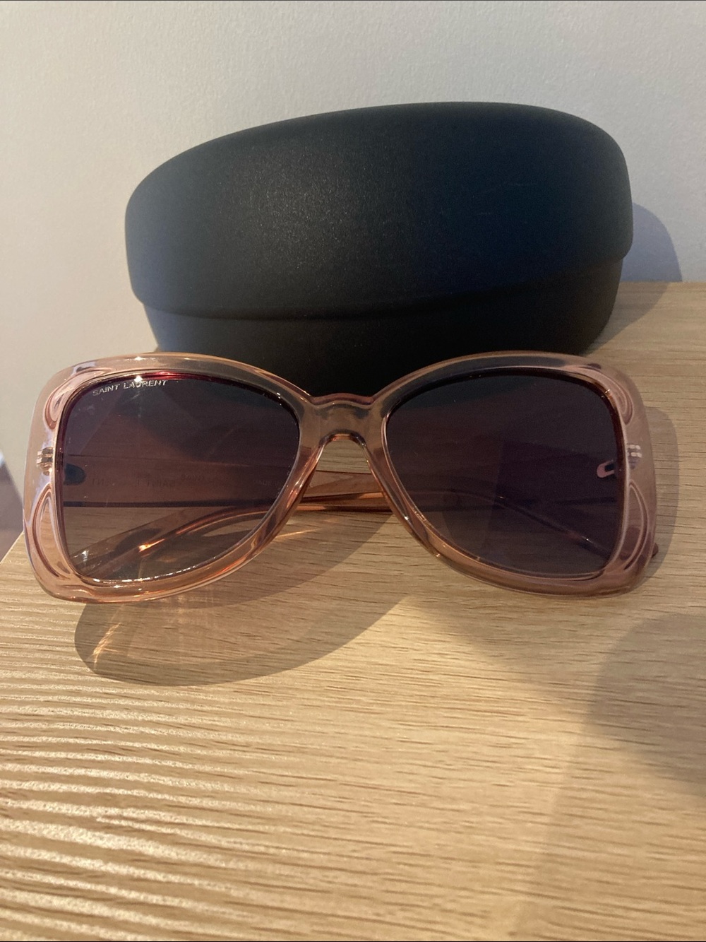 Saint Laurent Translucent Rose-Brown Oversized Cat-Eye Sunglasses